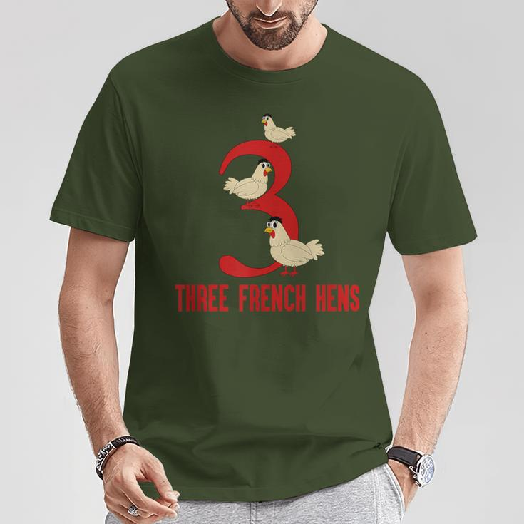 Three French Hens Song 12 Days Christmas T-Shirt Unique Gifts