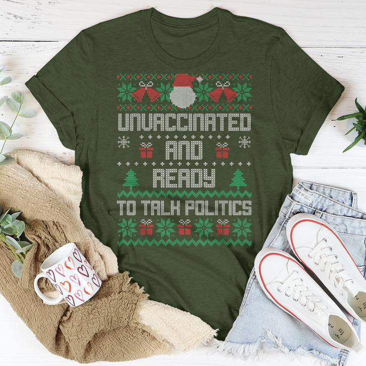 Unvaccinated And Ready To Talk Politics Ugly Sweater Xmas T-Shirt Unique Gifts