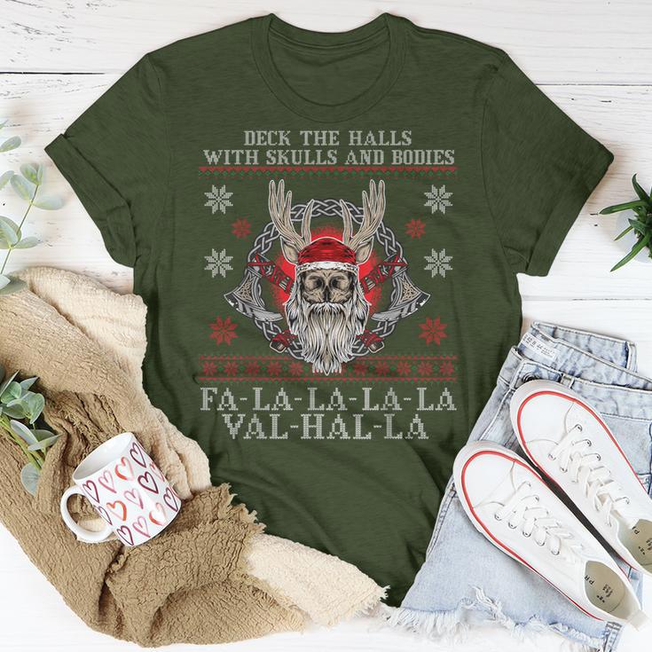 Viking Santa Deck The Halls With Skulls And Bodies T-Shirt Unique Gifts