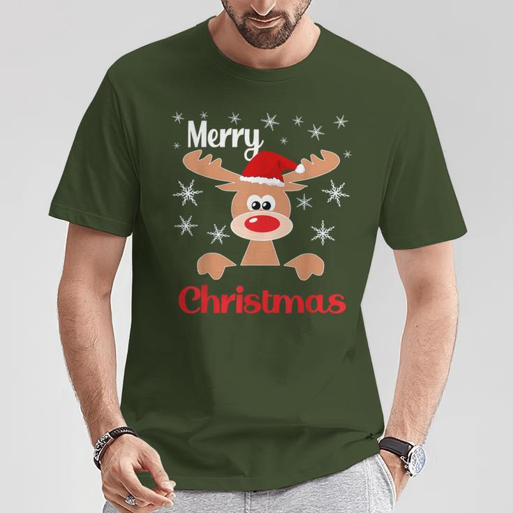 Weihnachts Rentier Weihnachtsmütze Merry Christmas T-Shirt Lustige Geschenke