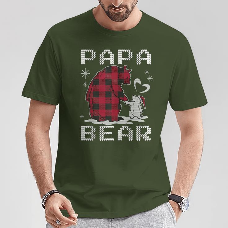 Xmas Papa Bear Pyjama Rot Büffel Plaid Eisbär Weihnachten T-Shirt Lustige Geschenke