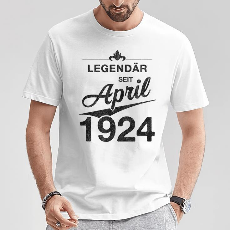 100 Geburtstag 100 Jahre Alt Legendär Seit April 1924 T-Shirt Lustige Geschenke