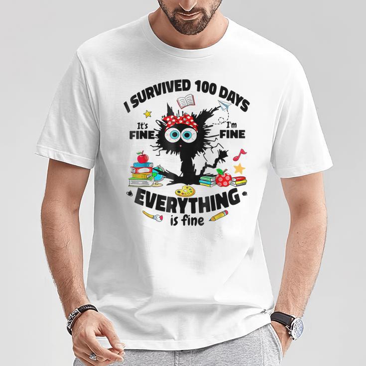 100Th Day Of School Its Fine Im Fine Everythings Is Fine T-Shirt Unique Gifts