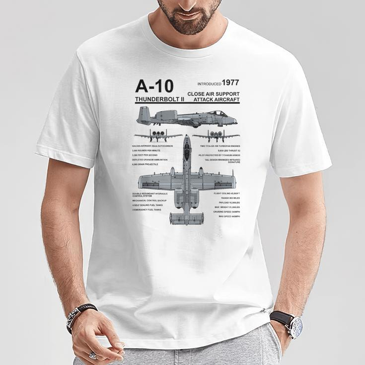 A-10 Thunderbolt Ii Warthog Military Jet Spec Diagram T-Shirt Personalized Gifts