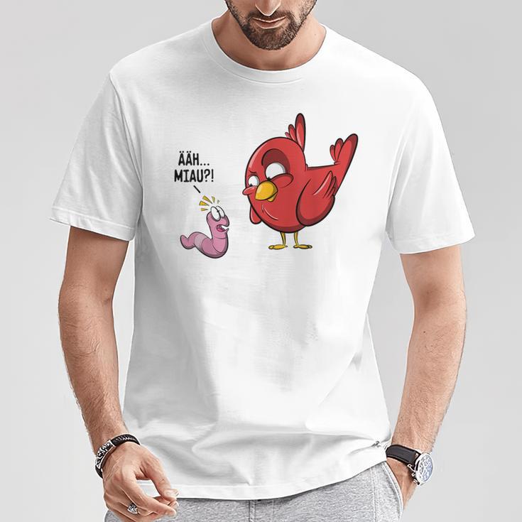 Äh Miau Bird And Wurm Fun Witz Gray S T-Shirt Lustige Geschenke