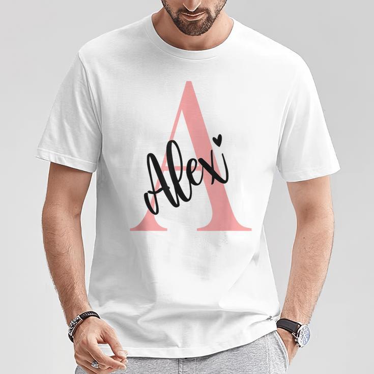 Alex Nameorname Mit Monogramm Personalisiert Rosa T-Shirt Lustige Geschenke