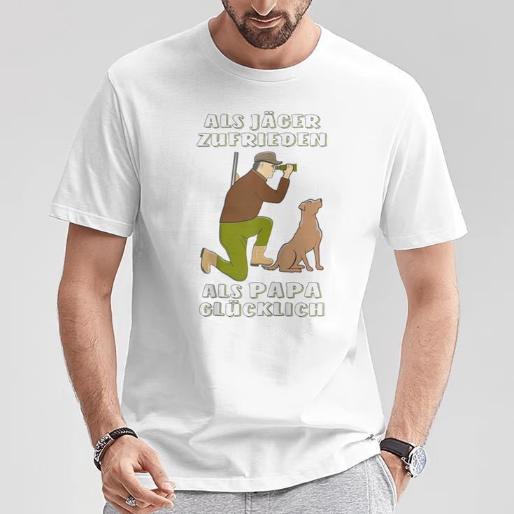 Als Jäger Zufrieden Als Papa Glücklich Jagd Jagen Jäger Raglan T-Shirt Lustige Geschenke