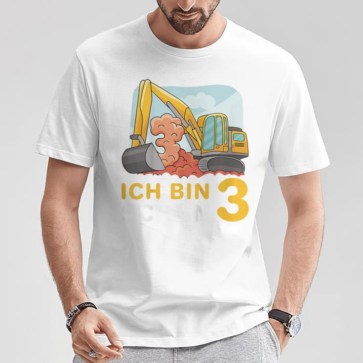Bagger 3. Geburtstag Jungen T-Shirt Ich Bin Schon 3 Jahre Schwarz Lustige Geschenke
