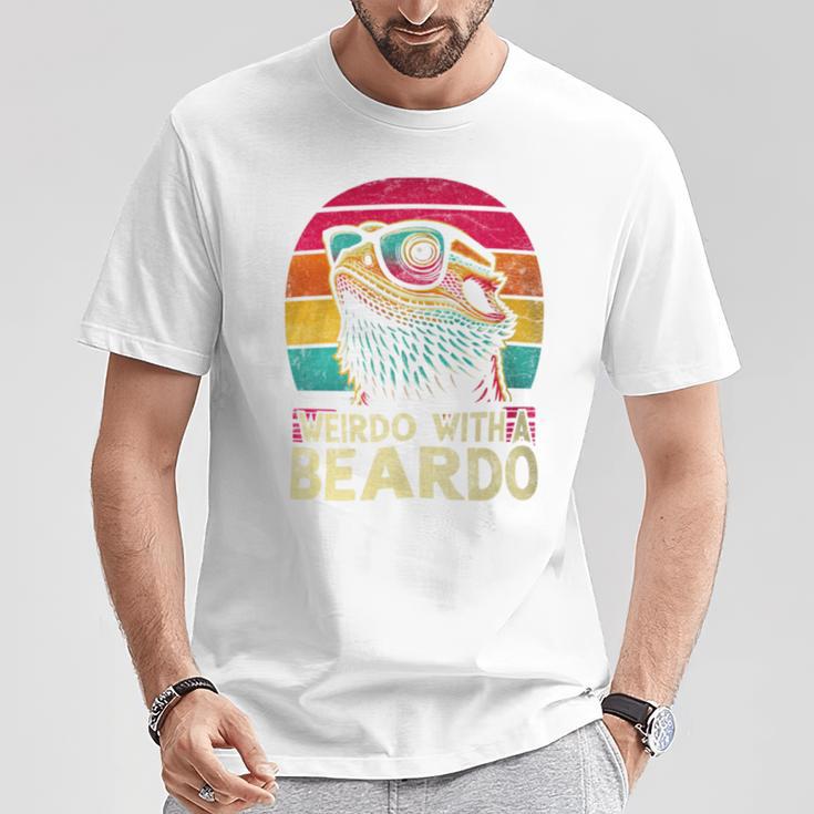 Bearded Dragon Weirdo With The Beardo Retro Sunset T-Shirt Unique Gifts