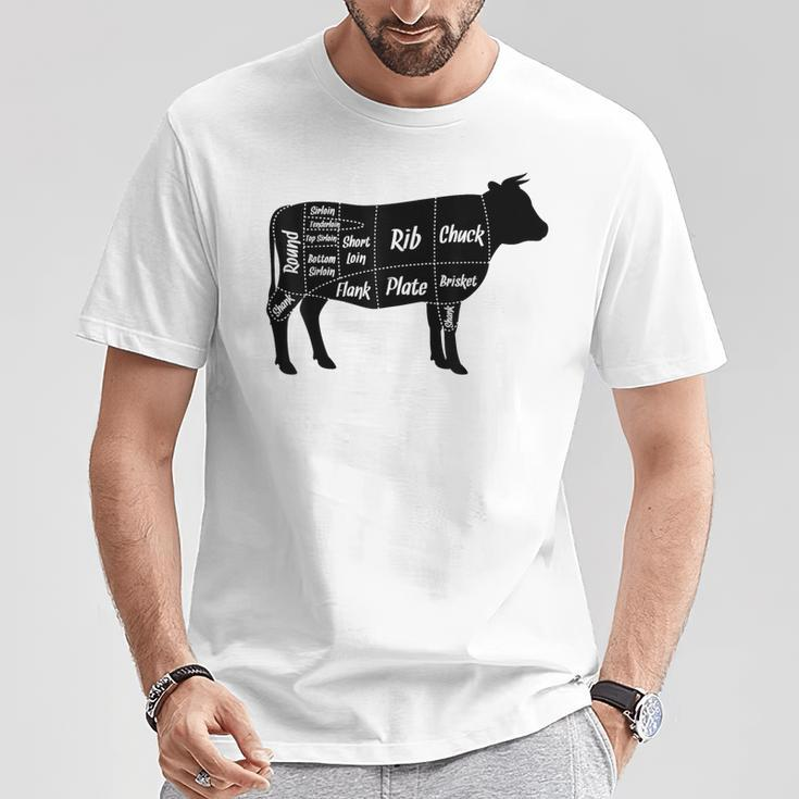 Beef Butcher Cow Cuts Diagram T-Shirt Unique Gifts