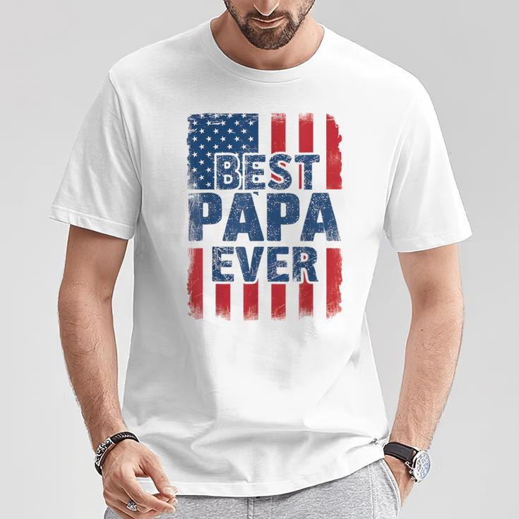 Best Papa Ever Us American Flag For Father's Day Men T-Shirt Funny Gifts
