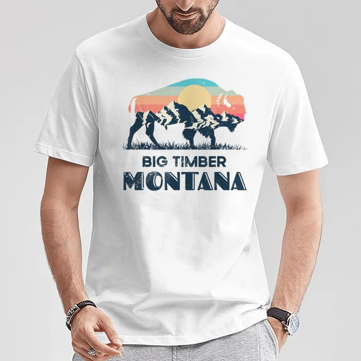 Big Timber Montana Vintage Hiking Bison Nature T-Shirt Unique Gifts