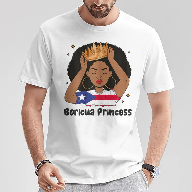 Boricua Princess Afro Hair Latina Heritage Puerto Rico Girl T-Shirt Unique Gifts