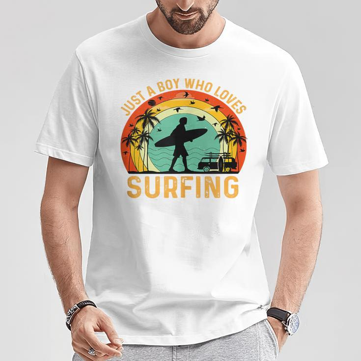 Boy That Love Surfing Vintage Loving Surfer Boy T-Shirt Unique Gifts