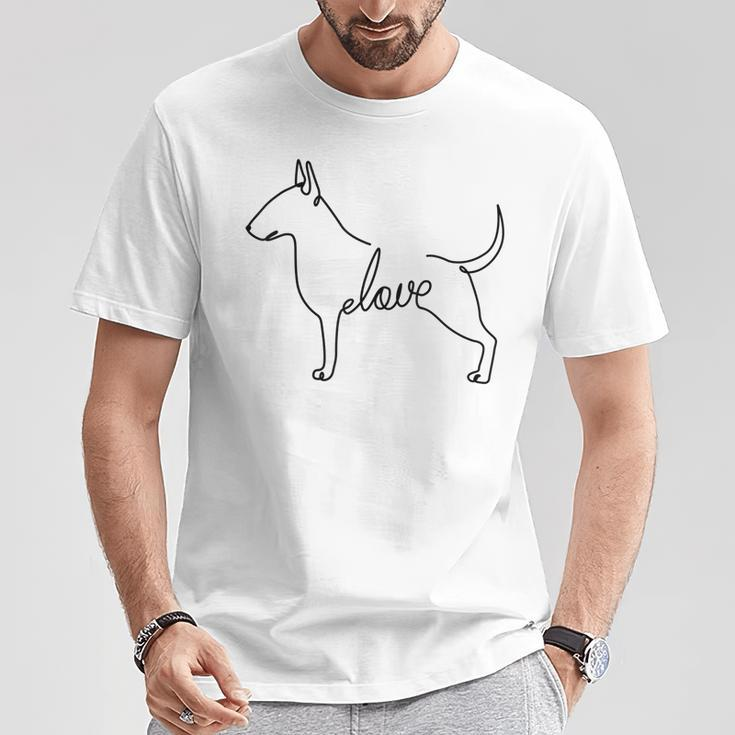 Bull Terrier Dogs Love Love Single Line T-Shirt Lustige Geschenke