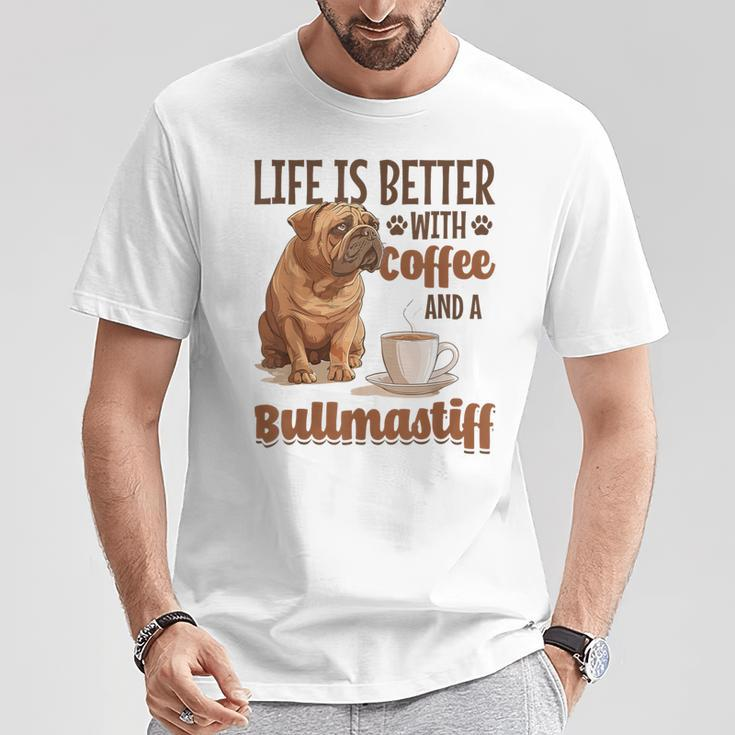 Bullmastiff-Hunderasse Das Leben Ist Besser Mit Kaffee Und Einem T-Shirt Lustige Geschenke
