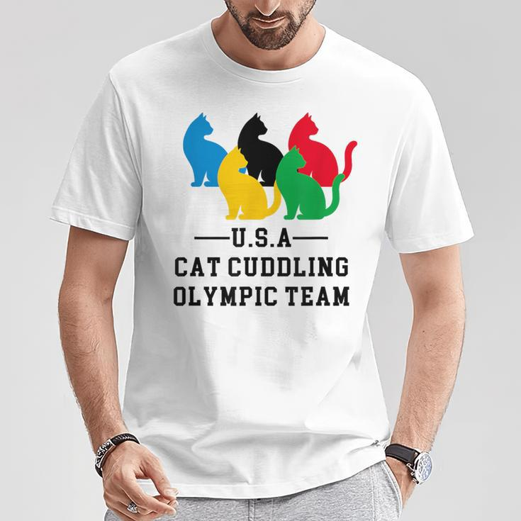 Cat Cuddling Olympic Team T-Shirt Unique Gifts