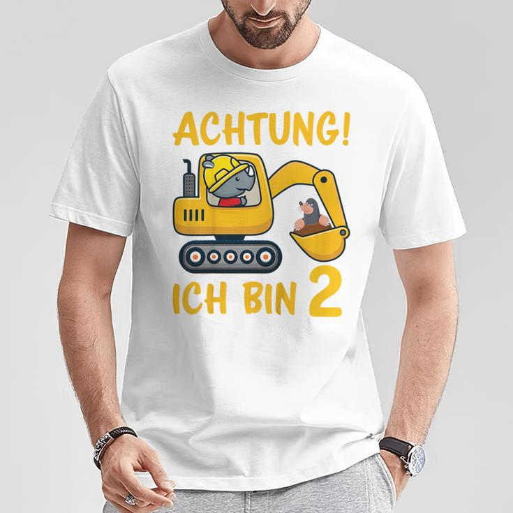 Children's Achtung Ich Bin 2 Jahre Alt 2Nd Birthday Digger Rhino T-Shirt Lustige Geschenke