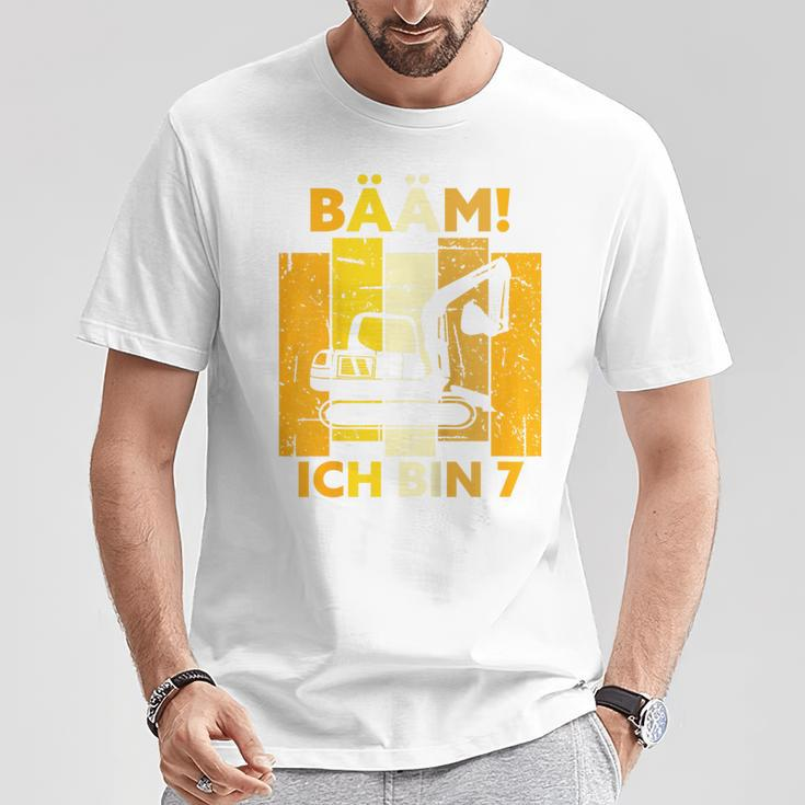 Children's Bäm Ich Bin 7 Sieben Jahre Boy 7Th Birthday Digger T-Shirt Lustige Geschenke