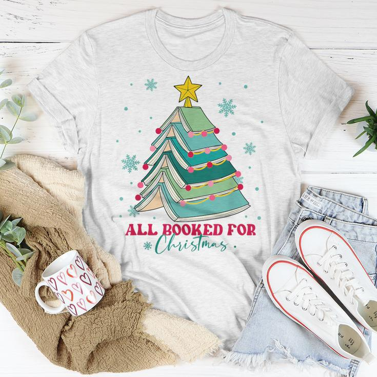 Christmas Book Tree Retro All Booked For Christmas Book Tree T-Shirt Funny Gifts
