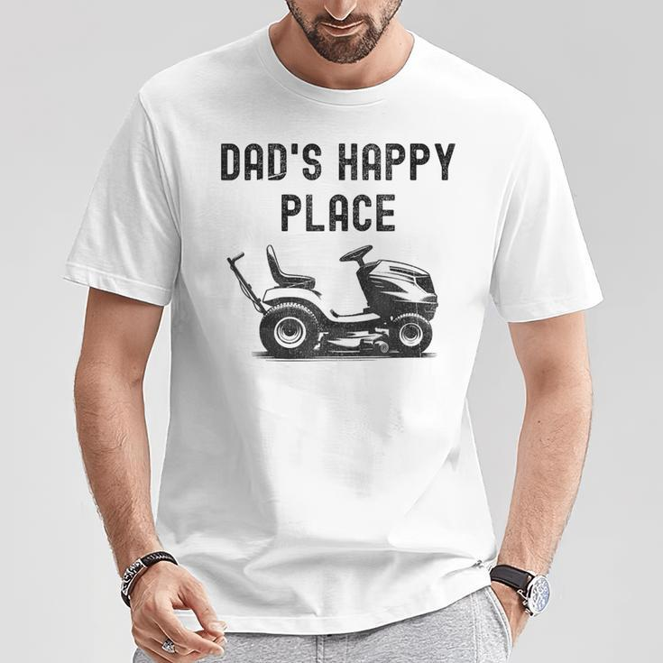 Dad's Happy Place Lawnmower Father's Day Dad Jokes T-Shirt Unique Gifts