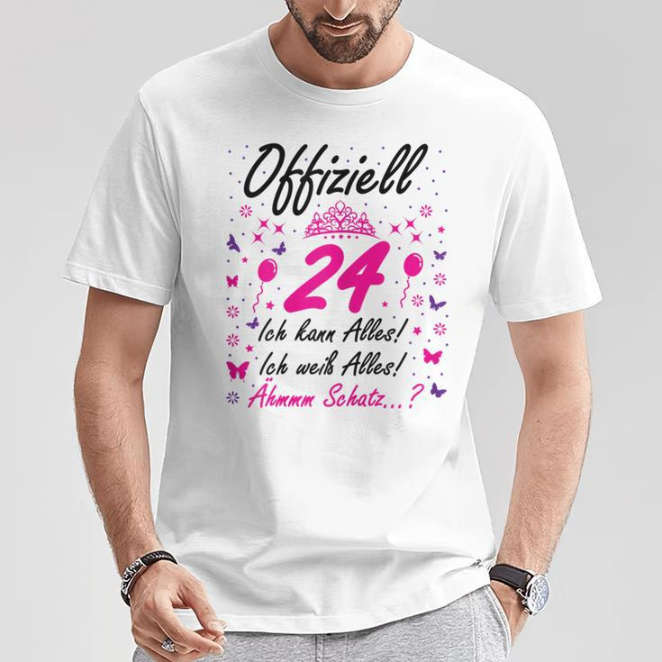 Damen 24 Geburtstag Lustig Offiziell 24 Ich Kann AllesSchatz T-Shirt Lustige Geschenke