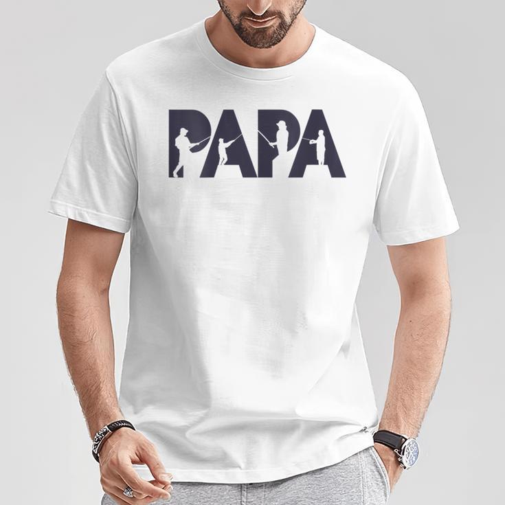 Damen Fisherman Papa Fisher Dad Angelnater Geschenk Mit-Ausschnitt T-Shirt Lustige Geschenke