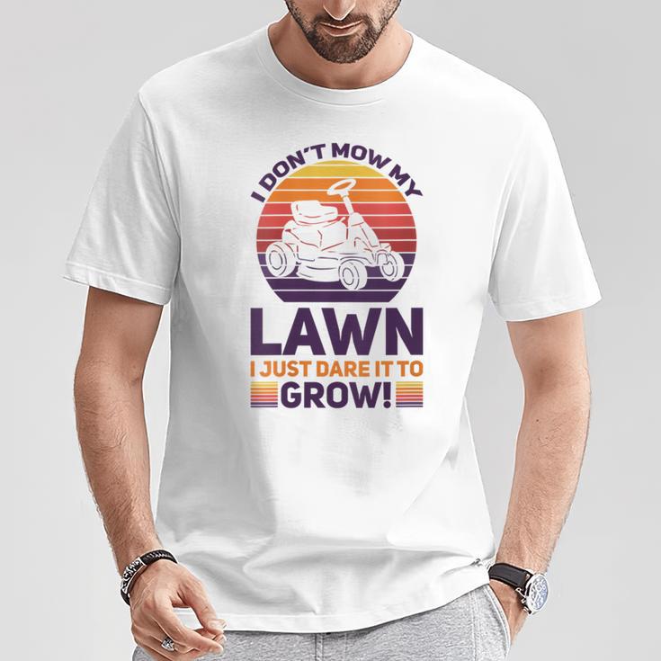 Damen Lustiger Mäher Rasen Bier Papa Landschaftsbau Dare It Wh Mit-Ausschnitt T-Shirt Lustige Geschenke