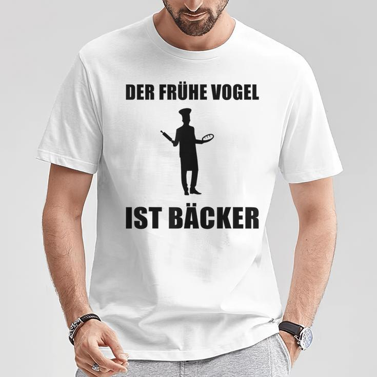 'Der Frühe Vogel Ist Bäcker' German Language T-Shirt Lustige Geschenke