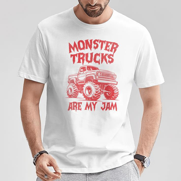 Distressed Monster Trucks Are My Jam Race Day Red Vintage T-Shirt Personalized Gifts