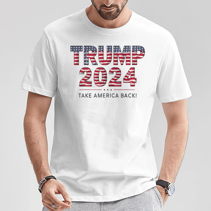 Donald Trump 2024 Take America Back Us Flag 4Th Of July T-Shirt Unique Gifts