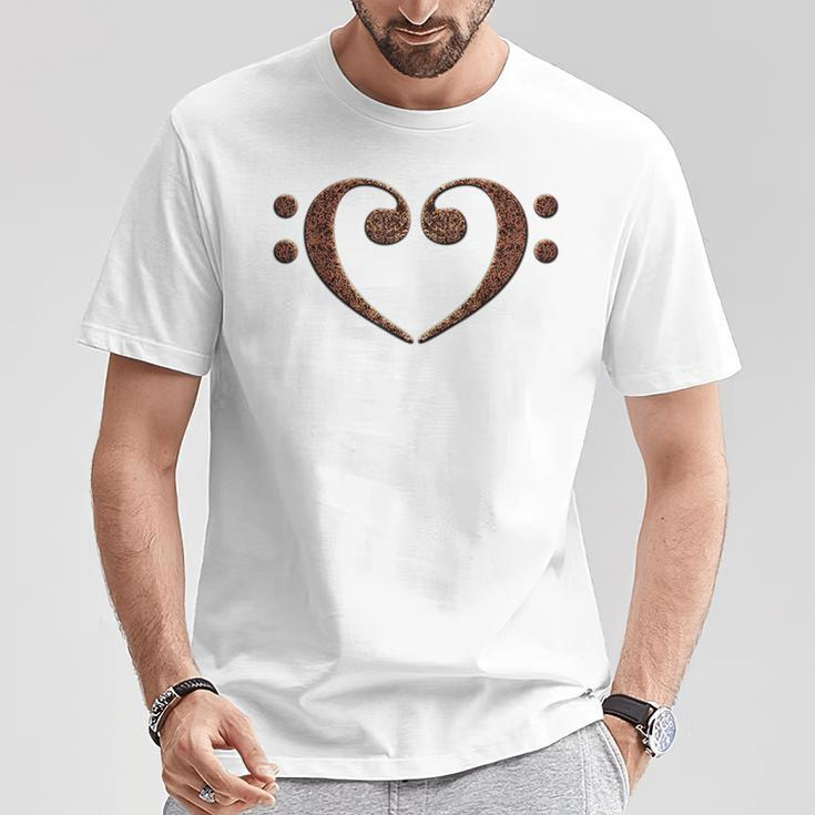 Double Bass Clef Heart Musical Notes Music Lover Bassist T-Shirt Unique Gifts
