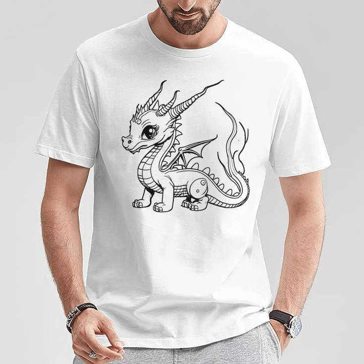 Dragon Ausmalen Und Selbst Bemalen Paint T-Shirt Lustige Geschenke