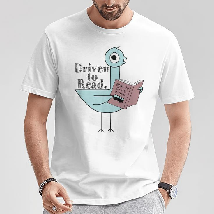 Driven To Read Pigeon Library Reading Books Readers T-Shirt Unique Gifts