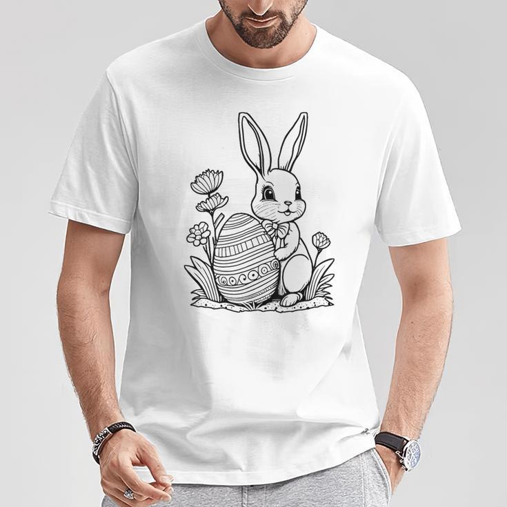 Easter Bunny Ausmalen Und Selbst Bemalen T-Shirt Lustige Geschenke