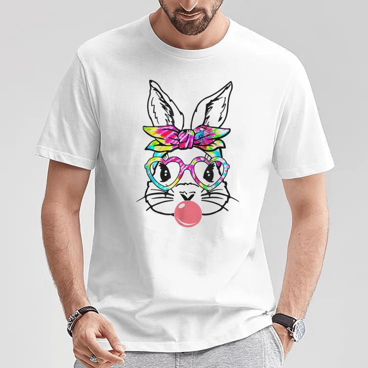 Easter Day Bunny With Bandana Heart Glasses Bubblegum T-Shirt Unique Gifts