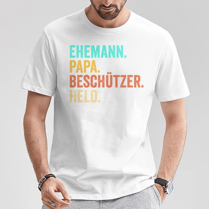 Ehemann Papa Beschützer Heldatertag T-Shirt Lustige Geschenke