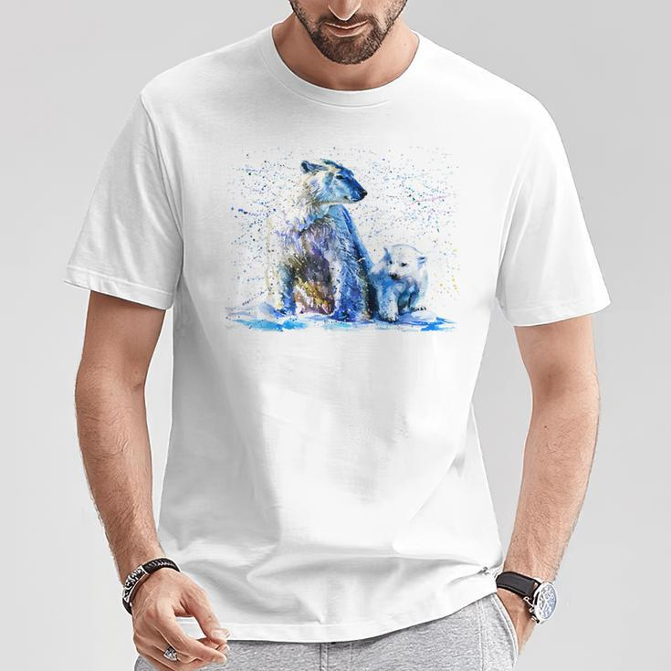 Eisbär Handbemalter Eisbär T-Shirt Lustige Geschenke
