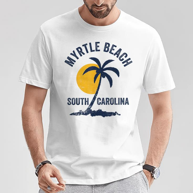 Family Vacation Retro Sunset South Carolina Myrtle Beach T-Shirt Funny Gifts