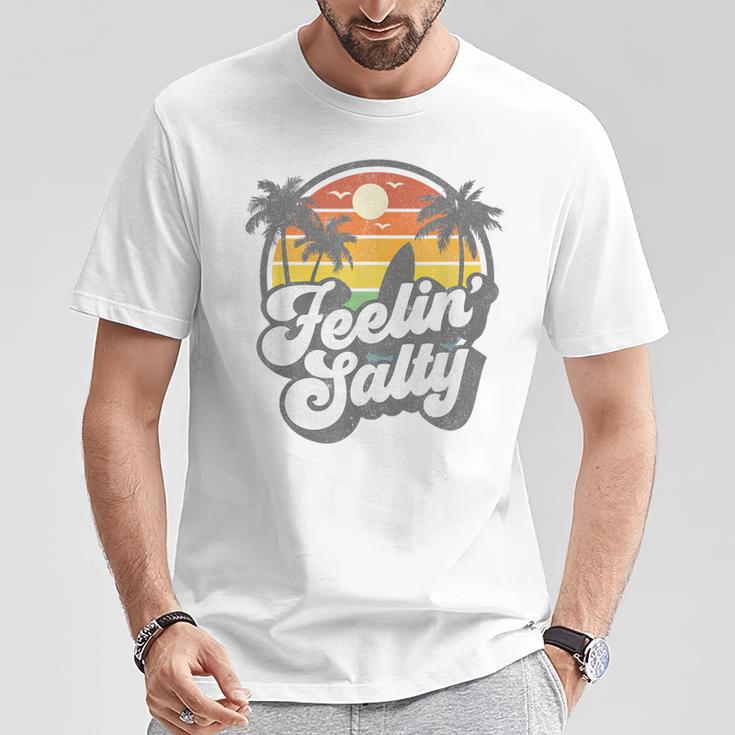 Feeling Salty Island Vacation Surfing Palm Retro Beach T-Shirt Unique Gifts