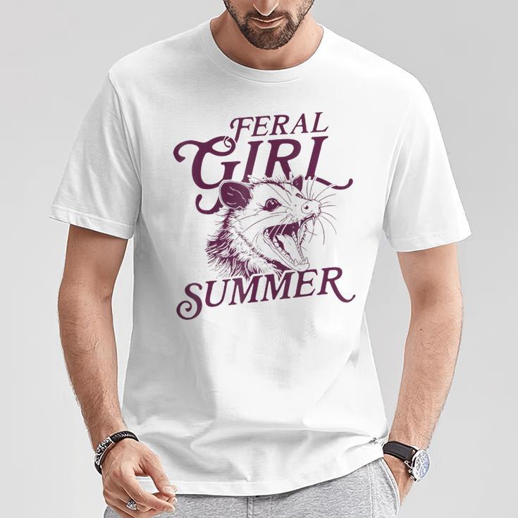 Feral Girl Summer Opossum Vintage T-Shirt Unique Gifts