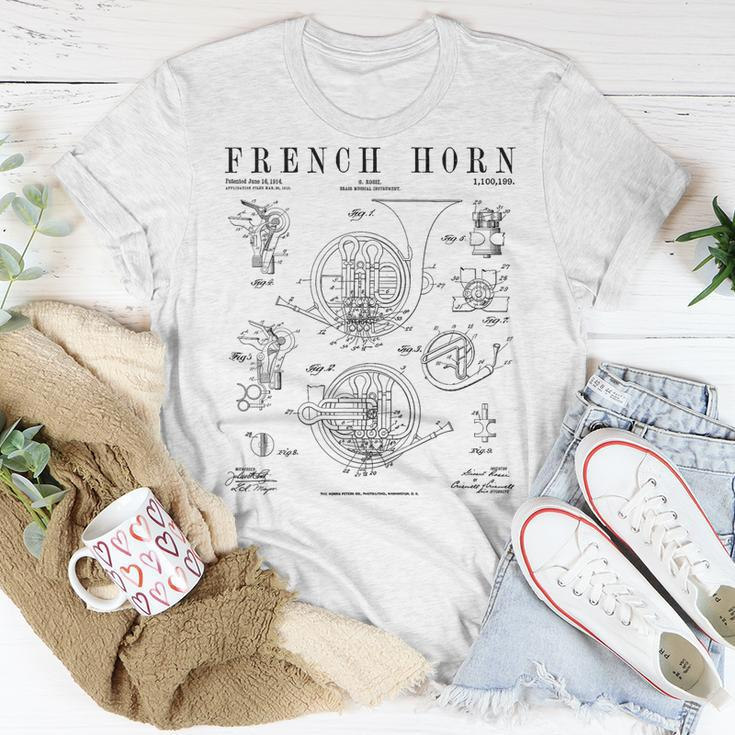 French Horn Old Vintage Antique Patent Drawing Print T-Shirt Unique Gifts