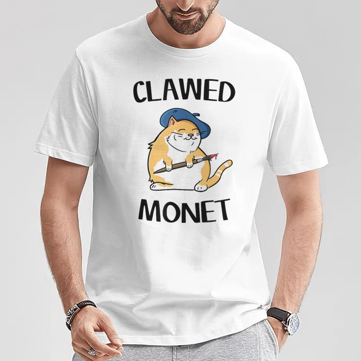 Cat French Artist Painting Clawed Monet T-Shirt Unique Gifts