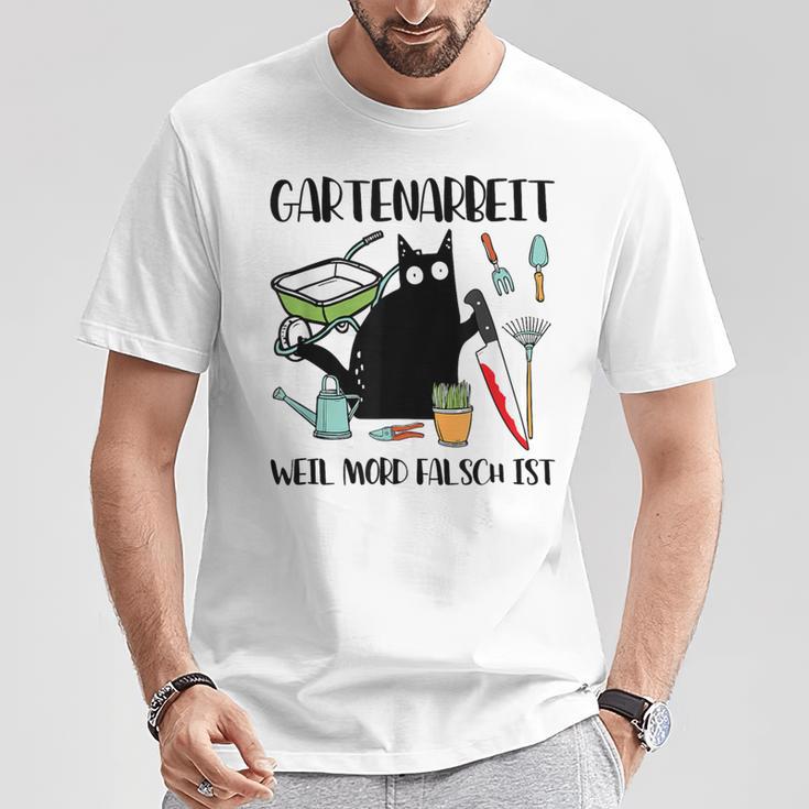 Gartenarbeit Weil Mord Falsch Ist Gardener Cat Gray S T-Shirt Lustige Geschenke