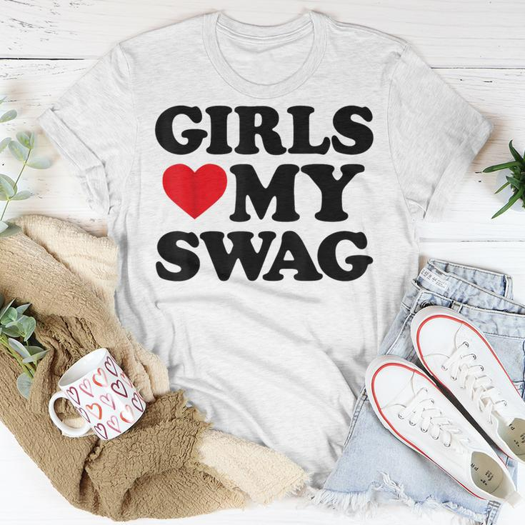 Girls Heart My Swag Girls Love My Swag Valentine's Day Heart T-Shirt Funny Gifts