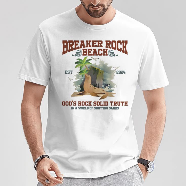 God's Rock Solid Beach Vbs 2024 Retro Breaker Rock Beach T-Shirt | Mazezy
