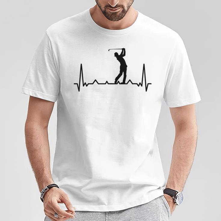 Golfspieler-Herzschlag-Motiv T-Shirt, Weiß für Golffans Lustige Geschenke