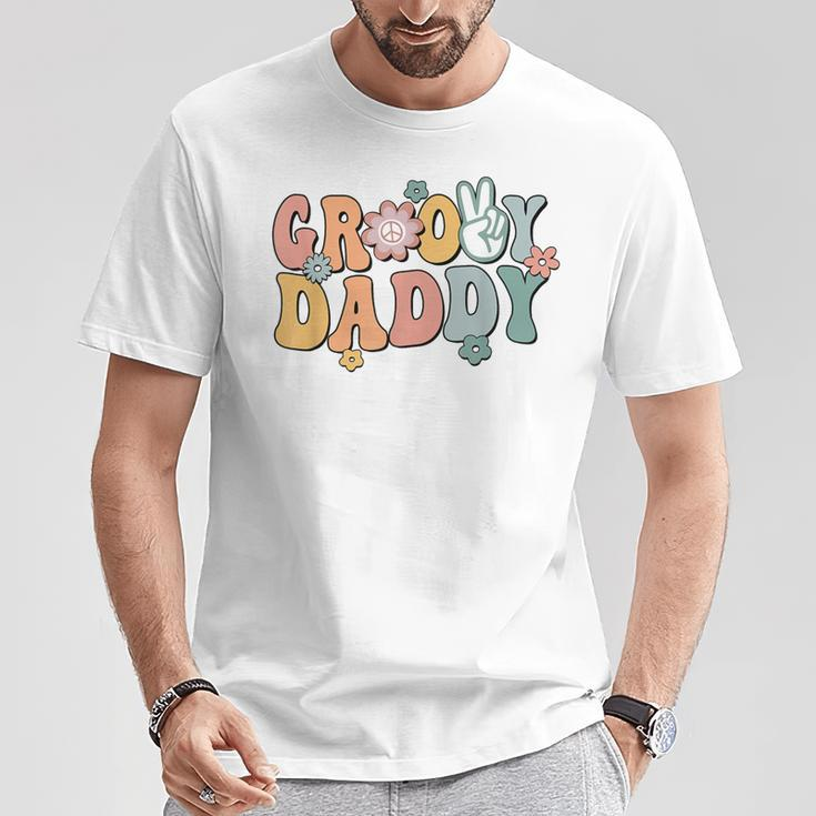 Groovy Daddy Retro Dad Matching Family 1St Birthday Party T-Shirt Unique Gifts