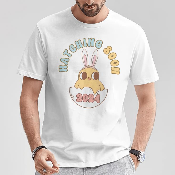 Groovy Hatching Soon Pregnancy Easter Pregnancy Announcement T-Shirt Funny Gifts