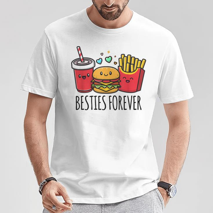 Hamburger French Fries Soda Bff Matching Best Friends T-Shirt Unique Gifts